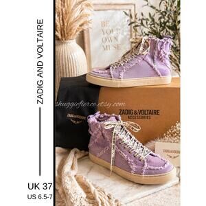 MSRP: $398✨Zadig & Voltaire ZV1747 High Flash Canvas Sneakers  EU 37 / US 6.5-7✨